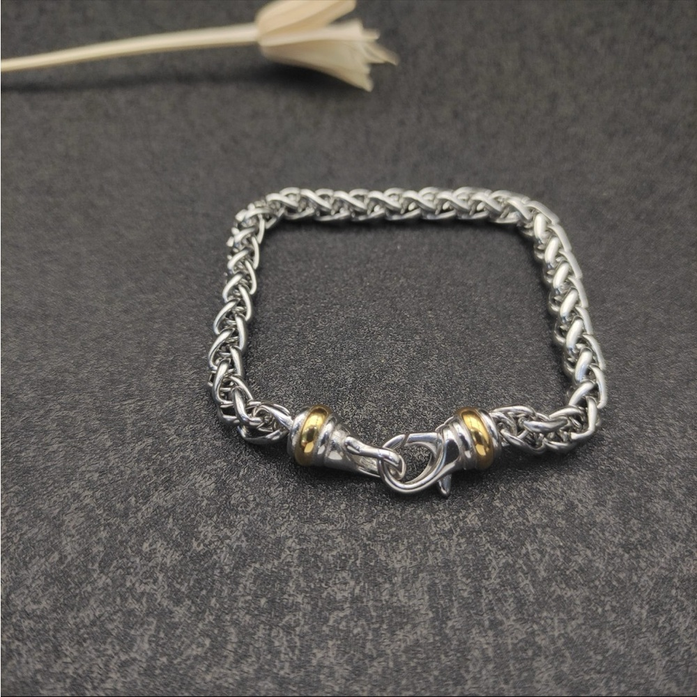 David Yurman Two-Tone Cable Chain Bracelet - Silver & Gold 19cm